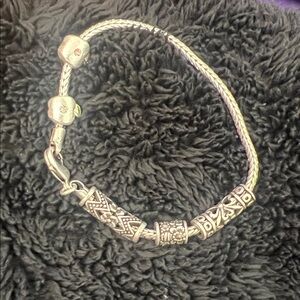 Charm Bracelet with Decorative Beads - Silver